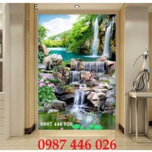 Tranh thác nước, tranh phong cảnh, gạch tranh 3d HP791