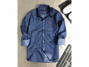 Áo sơ mi nam nữ denim xuất khẩu trơn4493