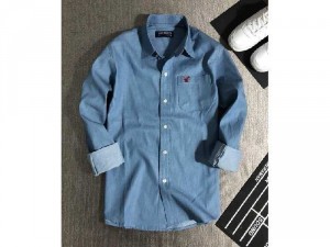 Áo sơ mi nam nữ denim xuất khẩu trơn4493
