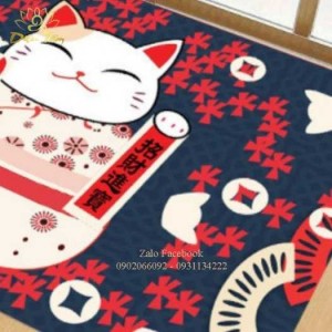 Thảm trải sàn nỉ Mèo thần tài size 60cmx90cm