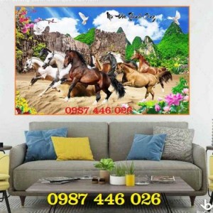 Tranh bát mã, gạch tranh mã đáo thành công HP722