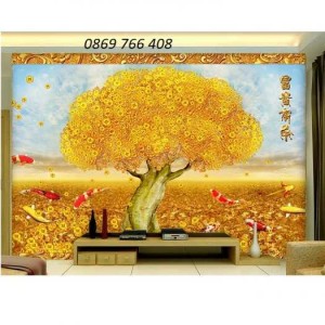 Gạch tranh-gạch tranh phong thủy cây kim tiền