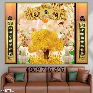 Gạch tranh-gạch tranh phong thủy cây kim tiền