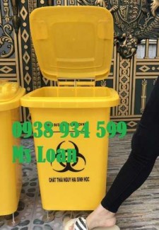 Thùng rác đạp chân 60 lít màu vàng, thùng rác 60 lít đạp chân