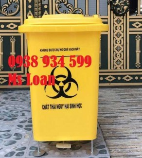 Thùng rác đạp chân 60 lít màu vàng, thùng rác 60 lít đạp chân