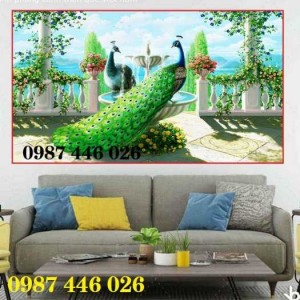 Tranh chim công, gạch tranh ốp tường HP295