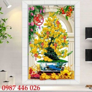 Tranh gạch men hoa mai 3d HP0282