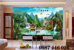 Tranh thác nước, gạch ốp tường trang trí HP391