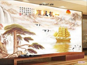 Tranh gạch phòng khách - tranh thuyền buồm căng gió
