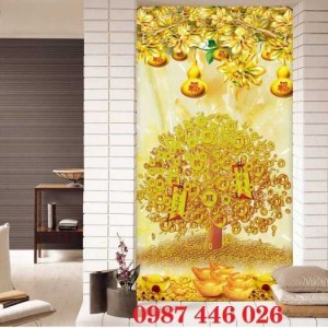 Tranh gạch men cây tiền vàng tài lộc HP143