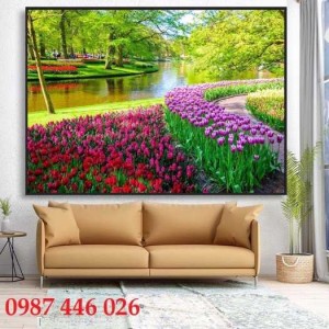 Gạch tranh vườn hoa 3d, ốp tường HP25