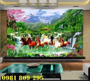Gạch tranh 3d - tranh gạch men bát mã , tranh ngựa