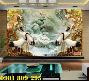 Tranh gạch 3d tùng hạc ngênh khách - gạch tranh sứ ngọc