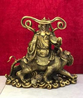 Tượng triệu công minh cưỡi hổ bằng đồng cao 40cm