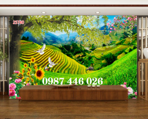 Tranh gạch men phong cảnh cây xanh HP1003