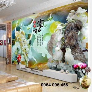 Tranh gạch 3d - gạch tranh 3d chim công - XVC1