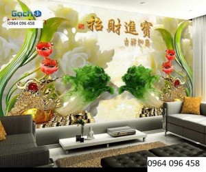 Tranh gạch 3d giả ngọc phòng khách - CBB4