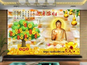 Tranh gach cây vàng, tranh cây tiền trang trí tường đẹp