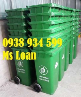 Thùng rác nhựa 120 lít màu xanh hàng nhập khẩu