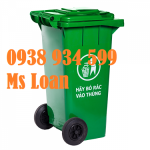 Thùng rác nhựa 120 lít màu xanh hàng nhập khẩu