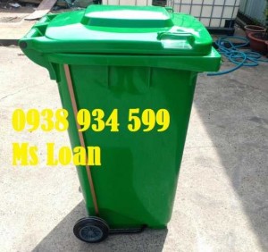 Thùng rác đạp chân 240 lít màu xanh lá