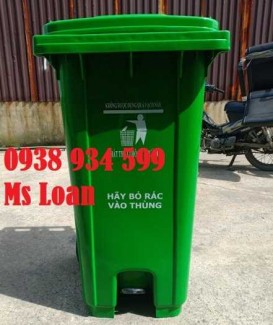 Thùng rác đạp chân 240 lít màu xanh lá