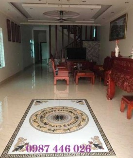 Gạch thảm khắc vàng hoa văn trống đồng