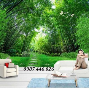 Tranh Rừng Tre, Phong Cảnh Thiên Nhiên, Gạch Tranh Ốp Tường Hp722