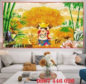 Tranh Gạch Cây Lộc Vàng, Tranh Ốp Tường Tài Lộc Hp722