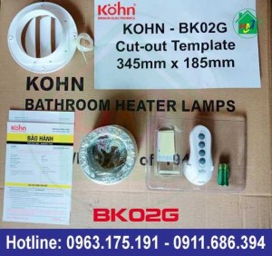 Đèn Sưởi Nhà Tắm Âm Trần Kohn Bk02gr Có Điều Khiển