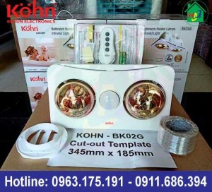 Đèn Sưởi Nhà Tắm Âm Trần Kohn Bk02gr Có Điều Khiển