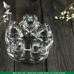 Đế Nên Thủy Tinh - Hình Tim (tặng Kèm 5 Nến Tea-light)