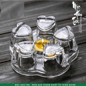Đế Nên Thủy Tinh - Hình Tim (tặng Kèm 5 Nến Tea-light)