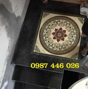 Gạch Chiếu Nghỉ Cầu Thang 80x80cm Khắc Vàng Hp7908