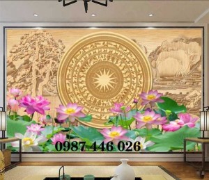 Tranh gạch men hoa sen ốp tường HP93221