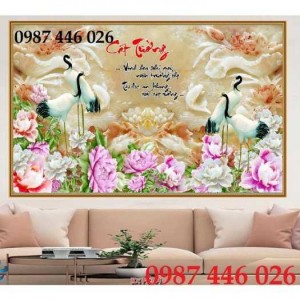 Tranh gạch men hoa mẫu đơn, tranh ốp tường 3d HP821