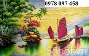 Tranh thuyền buồm xuôi gió- tranh gạch men 3D