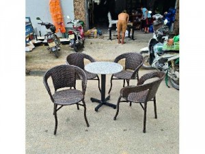 Bàn ghế cafe mây nhựa ngoài trời
