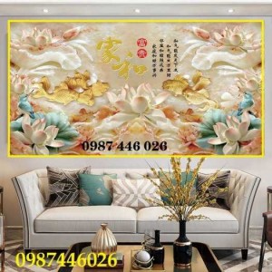 Tranh hoa sen, gạch tranh ốp tường hoa sen 3d HP722