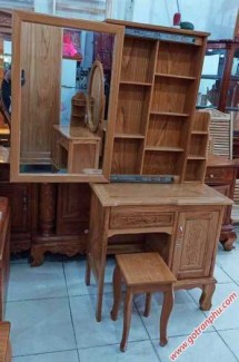 Bàn trang điểm gỗ gõ đỏ gương trượt ngang 80cm – 1m1