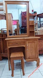 Bàn trang điểm gỗ gõ đỏ gương trượt ngang 80cm – 1m1