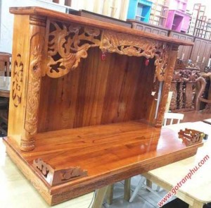 Trang thờ treo tường có mái gỗ ngang 60cm – 80cm – 107cm