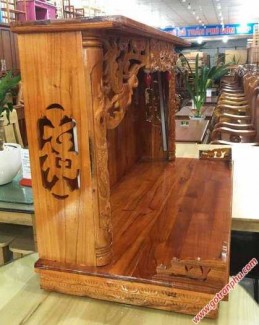 Trang thờ treo tường có mái gỗ ngang 60cm – 80cm – 107cm