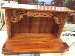 Trang thờ treo tường có mái gỗ ngang 60cm – 80cm – 107cm