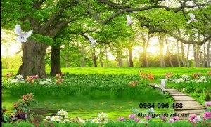 Tranh gạch dán tường cảnh thiên nhiên xanh - NB65
