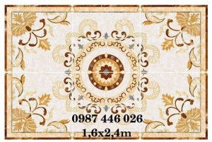 Gạch thảm phòng khách trang trí, gạch hoa văn khắc vàng HP722