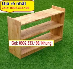 Cung cấp kệ gỗ cao su mầm non, kệ đồ chơi mầm non giá rẻ