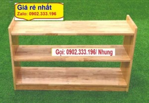 Cung cấp kệ gỗ cao su mầm non, kệ đồ chơi mầm non giá rẻ