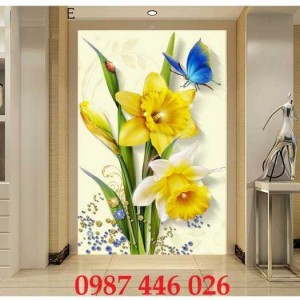 Gạch tranh bình hoa ốp cầu thang, lối đi HP821