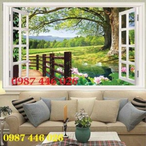 Tranh cửa sổ, gạch ốp tường 3d HP822